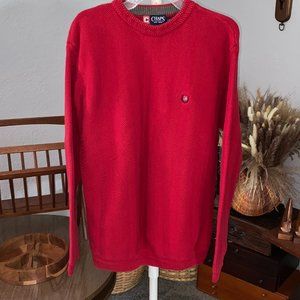Men’s Sz. L Chaps Crew Neck Long Sleeve Geometric Stitch Red Sweater